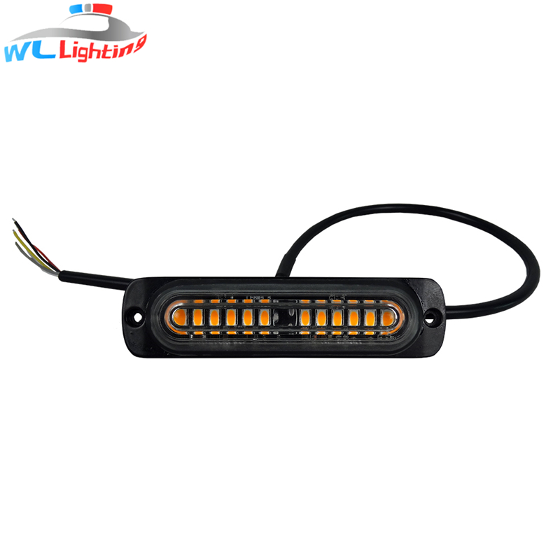 SMD 12V 24V 6W montaje en superficie 12 LED Mini luz estroboscópica Advertencia Parrilla Parrilla